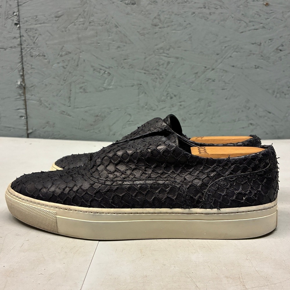 Vince Blair Snakeskin Slip On Women's 7.5 Black Leather Platform Luxe Sneaker - Picture 9 of 15